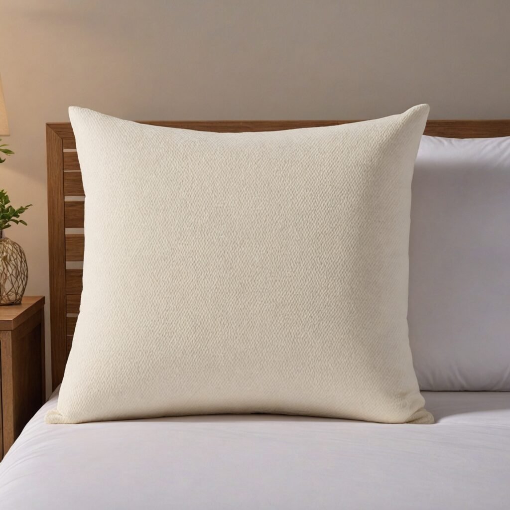 a white pillow on a bed